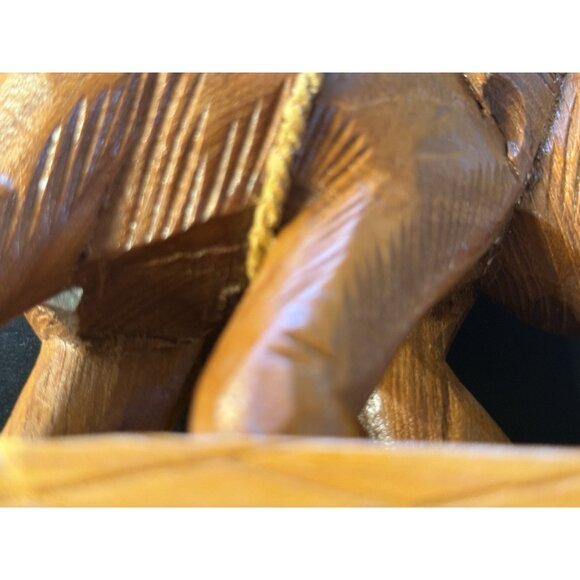VINTAGE Artisan Carved WOOD Elephant Bookends - Picture 15 of 16